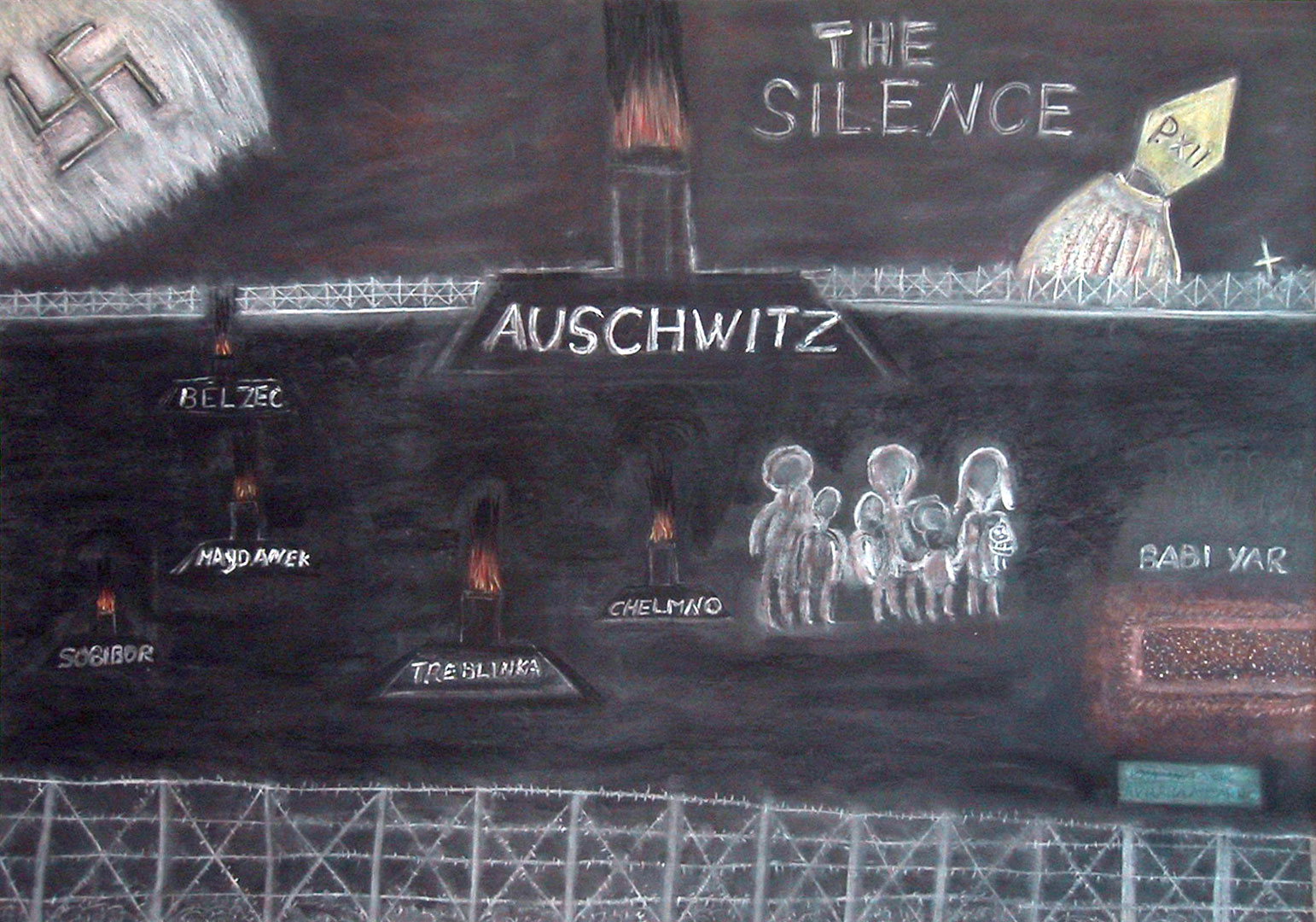 The Silence of Pius 12 - Oil on canvas, Miro Avrahami 1991